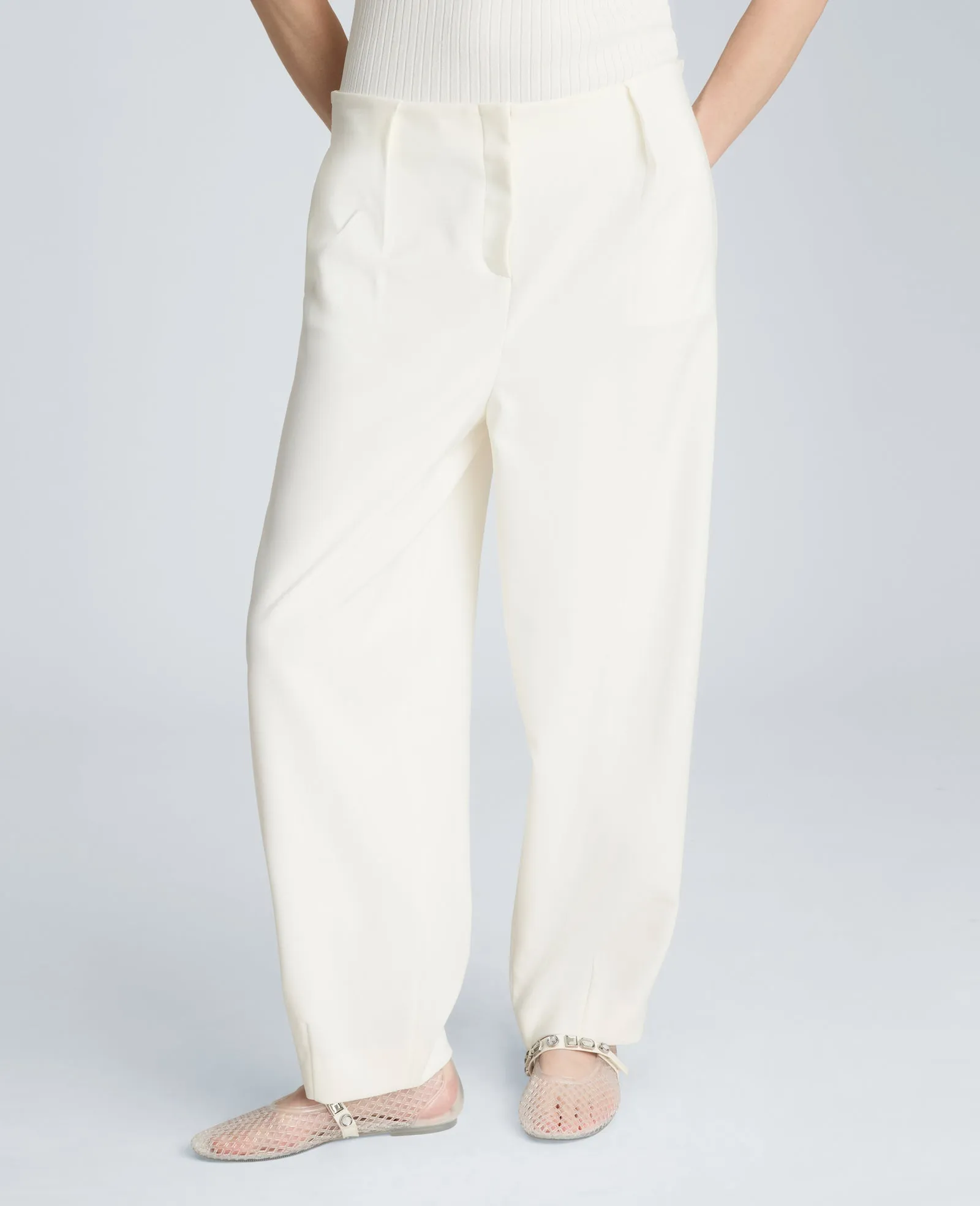 High Rise Fly Front Tapered Leg Pant sold by Kenneth Cole