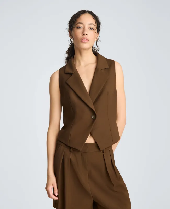Fitted One Button Notch Collar Vest made by Kenneth Cole