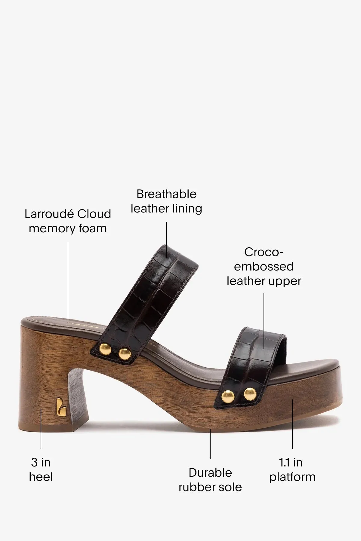 Larroudé x Kenneth Cole: Sandal Dark Oak Croco Leather sold by Kenneth Cole product image thumbnail 5