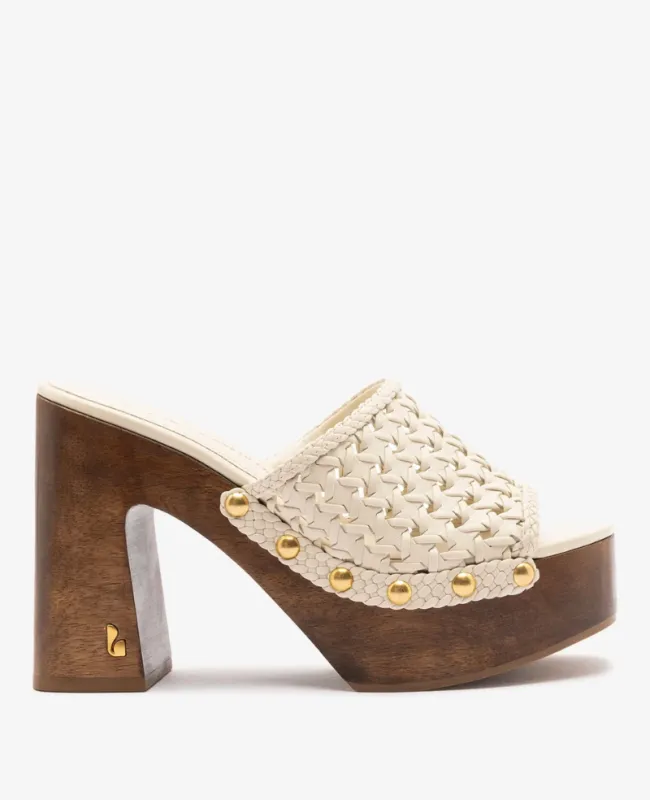 Larroudé x Kenneth Cole: Macrame Mule Ivory Leather made by Larroude