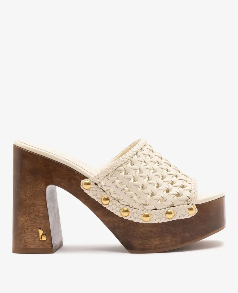 Larroudé x Kenneth Cole: Macrame Mule Ivory Leather sold by Kenneth Cole