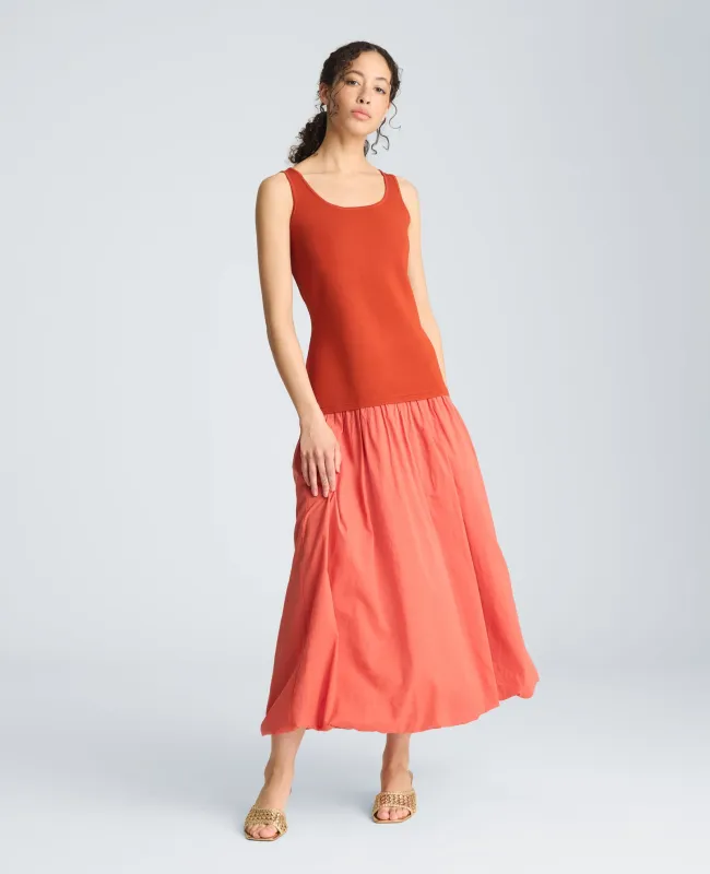 Tank Dress with Draped Woven Skirt made by Kenneth Cole