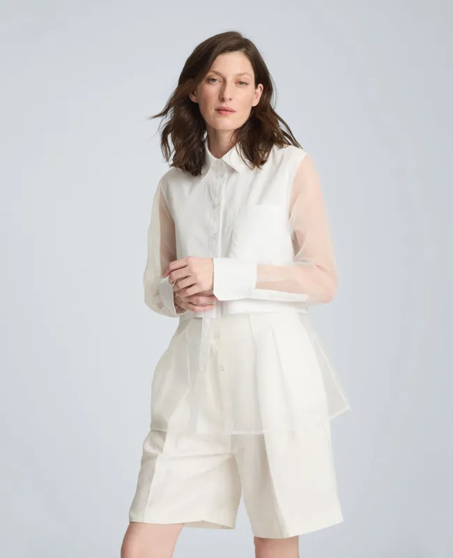 Long Sleeve Button Front Shirt with Front Body Overlay made by Kenneth Cole