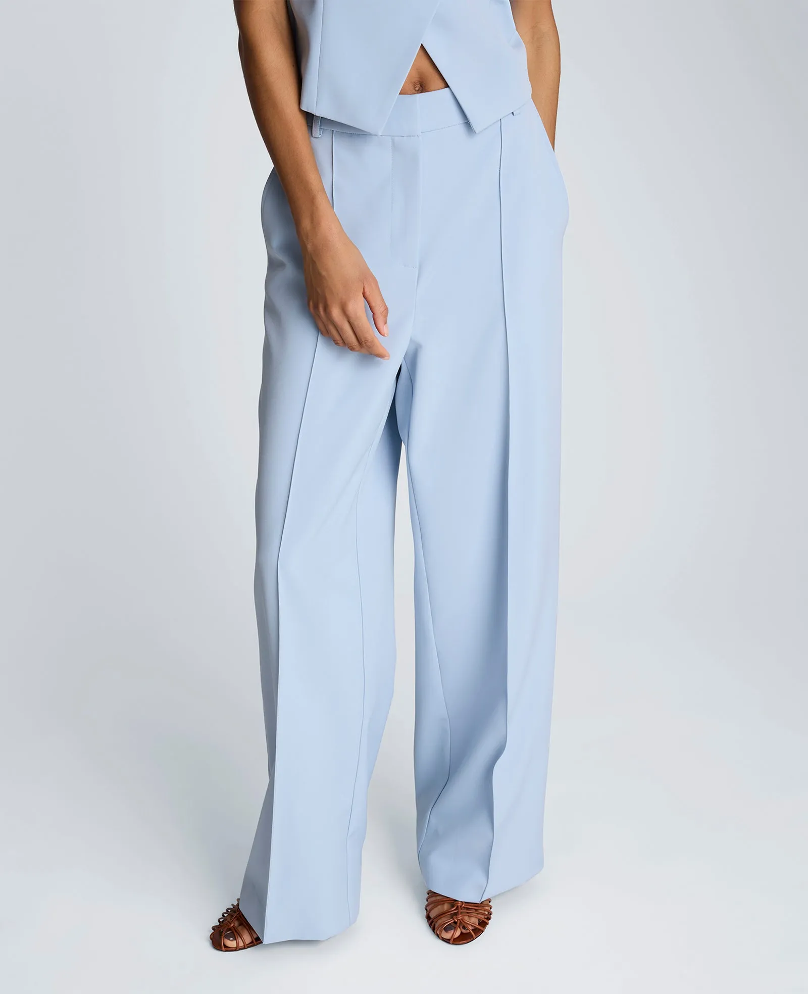Fly Front High Rise Wide Leg Pintuck Pant sold by Kenneth Cole