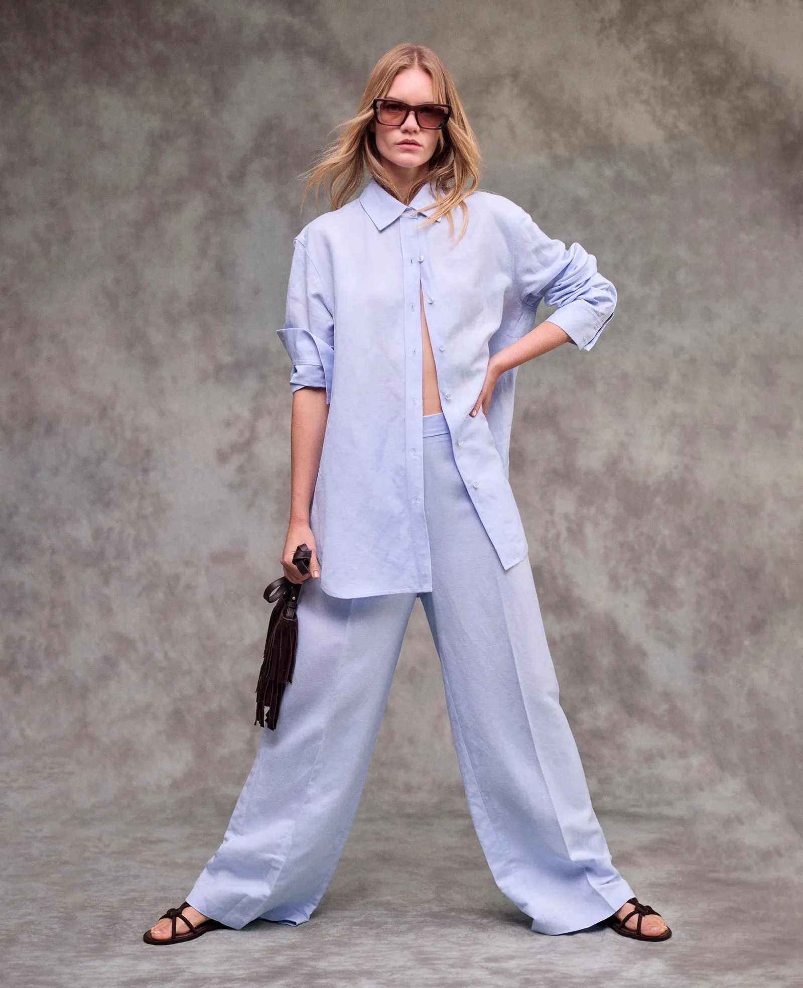 Fly Front High Rise Wide Leg Pintuck Pant sold by Kenneth Cole product image thumbnail 2