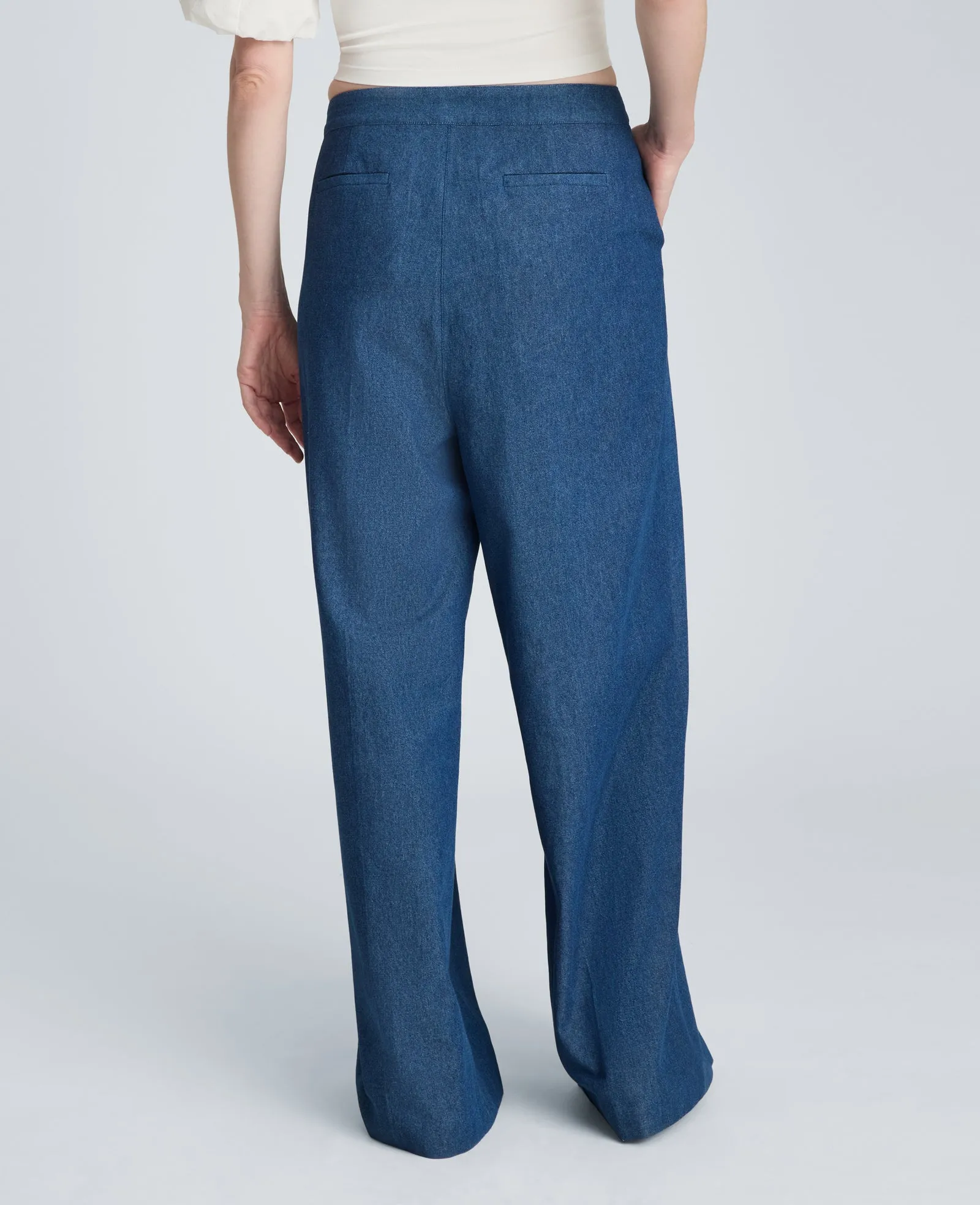 High Rise Fly Front Triple Pleat Wide Denim Jean sold by Kenneth Cole product image thumbnail 3