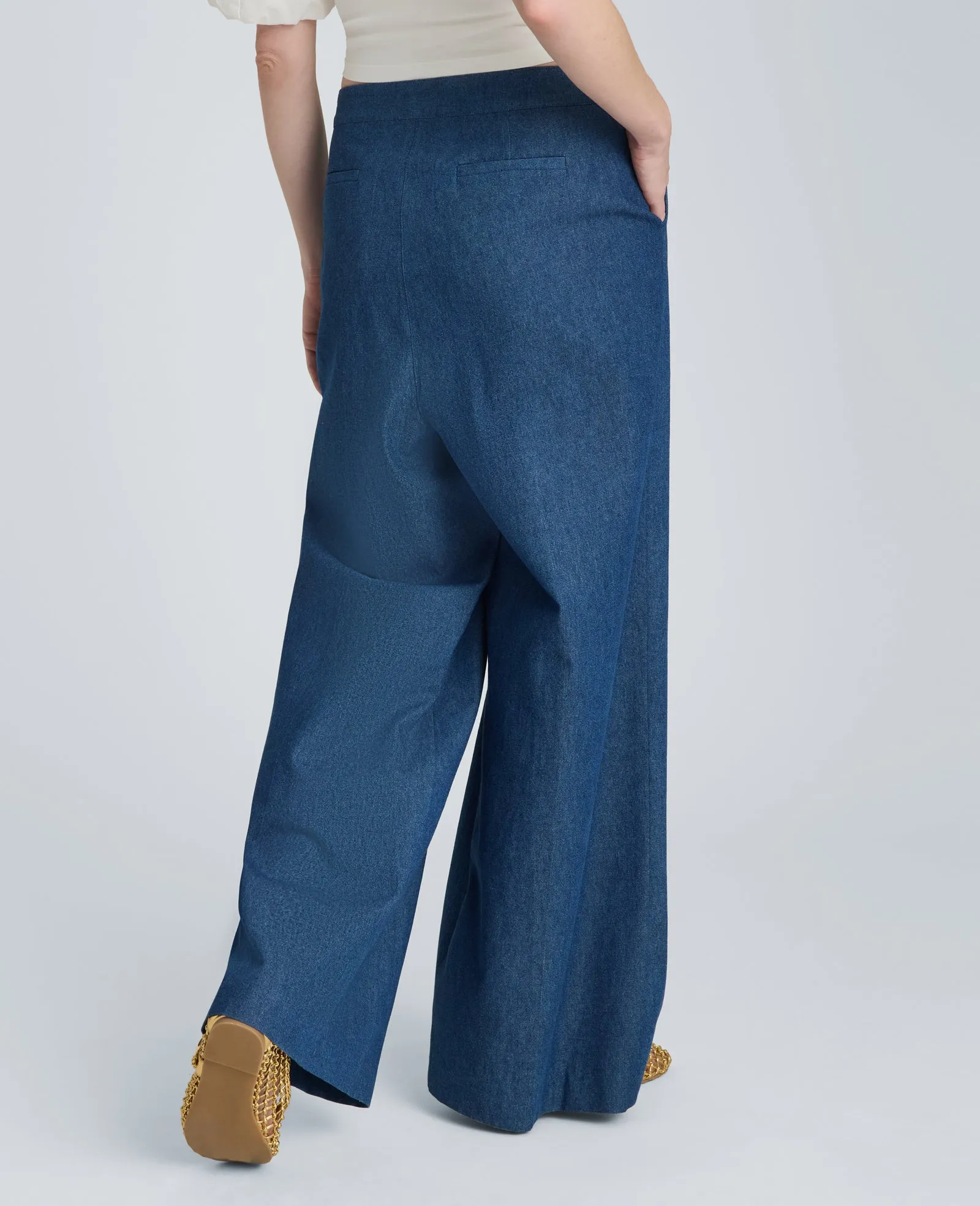 High Rise Fly Front Triple Pleat Wide Denim Jean sold by Kenneth Cole product image thumbnail 2