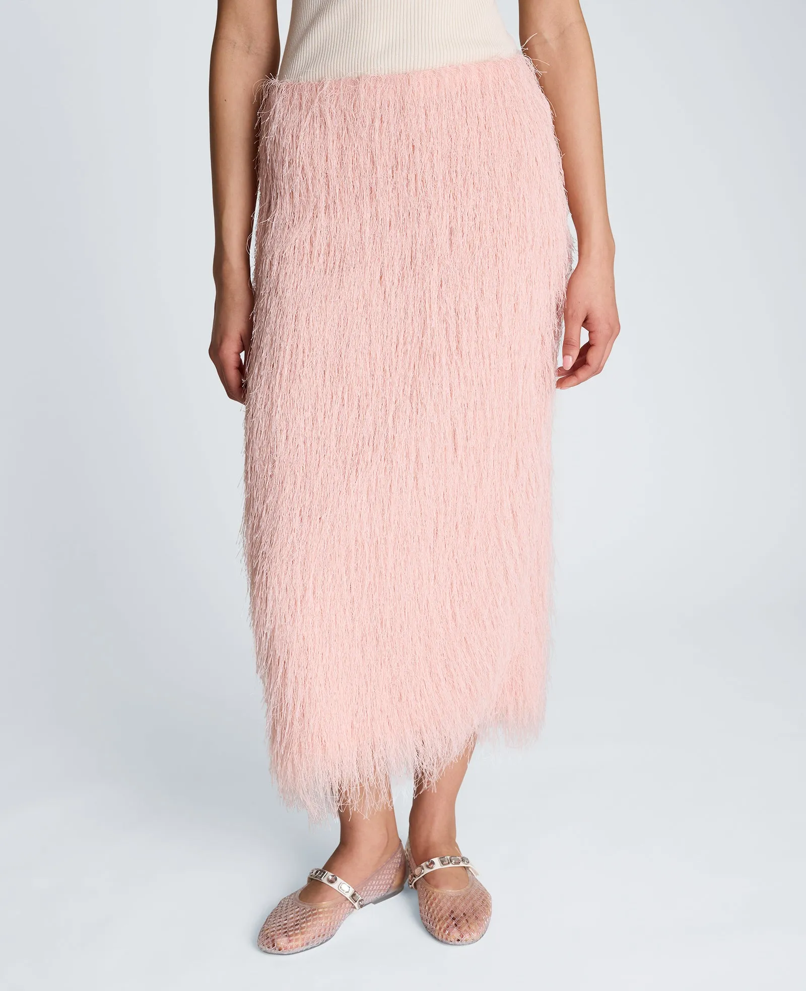 Feather Pull On Midi Skirt with Slit sold by Kenneth Cole