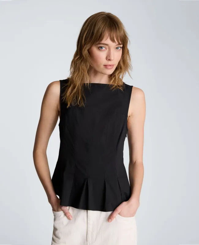 Sleeveless Panel Body Top with Peplum Pleat Hem made by Kenneth Cole