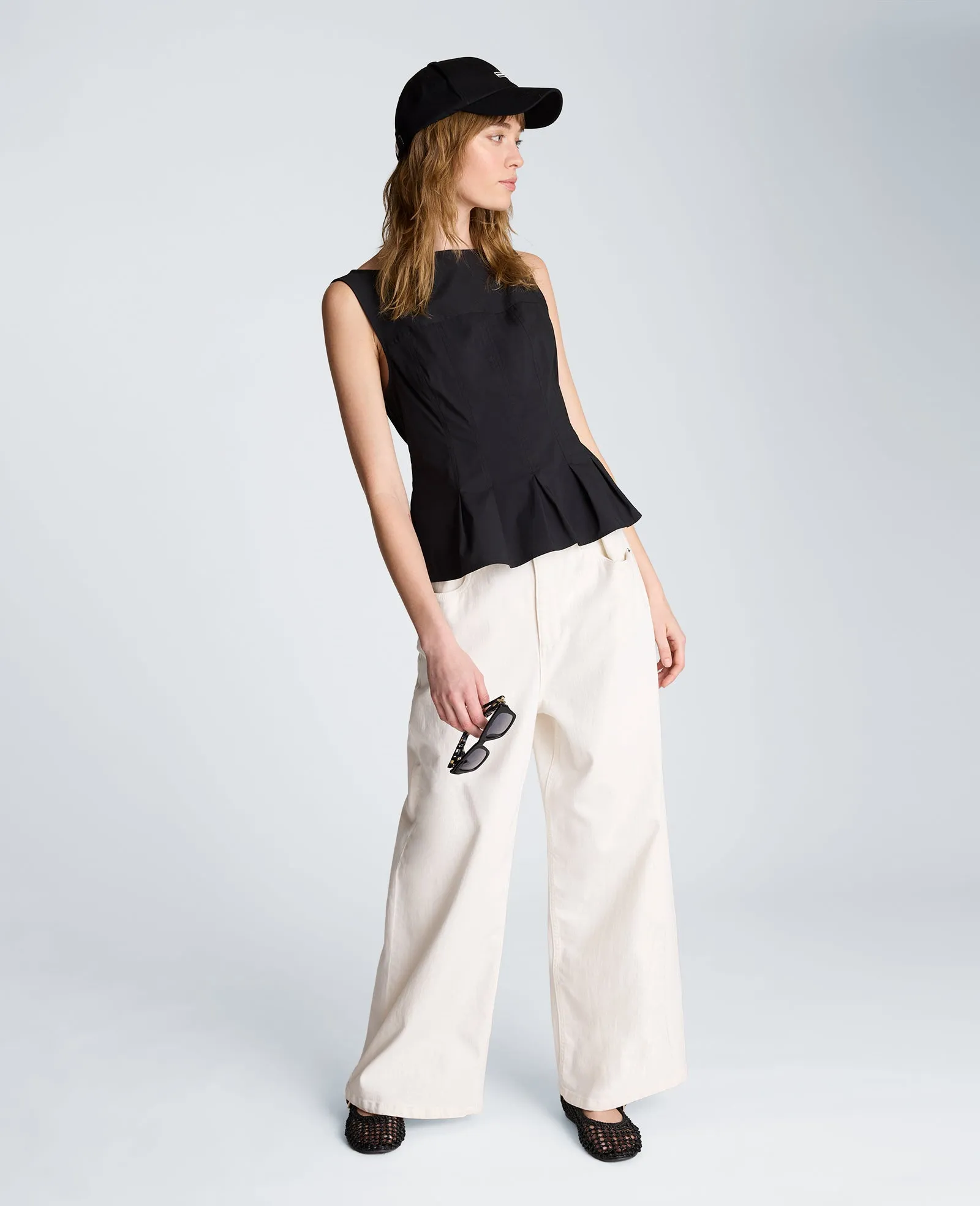 Sleeveless Panel Body Top with Peplum Pleat Hem sold by Kenneth Cole product image thumbnail 4