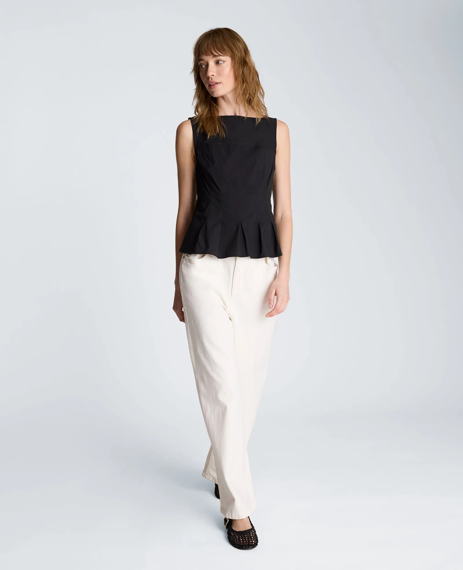 Sleeveless Panel Body Top with Peplum Pleat Hem sold by Kenneth Cole product image thumbnail 5