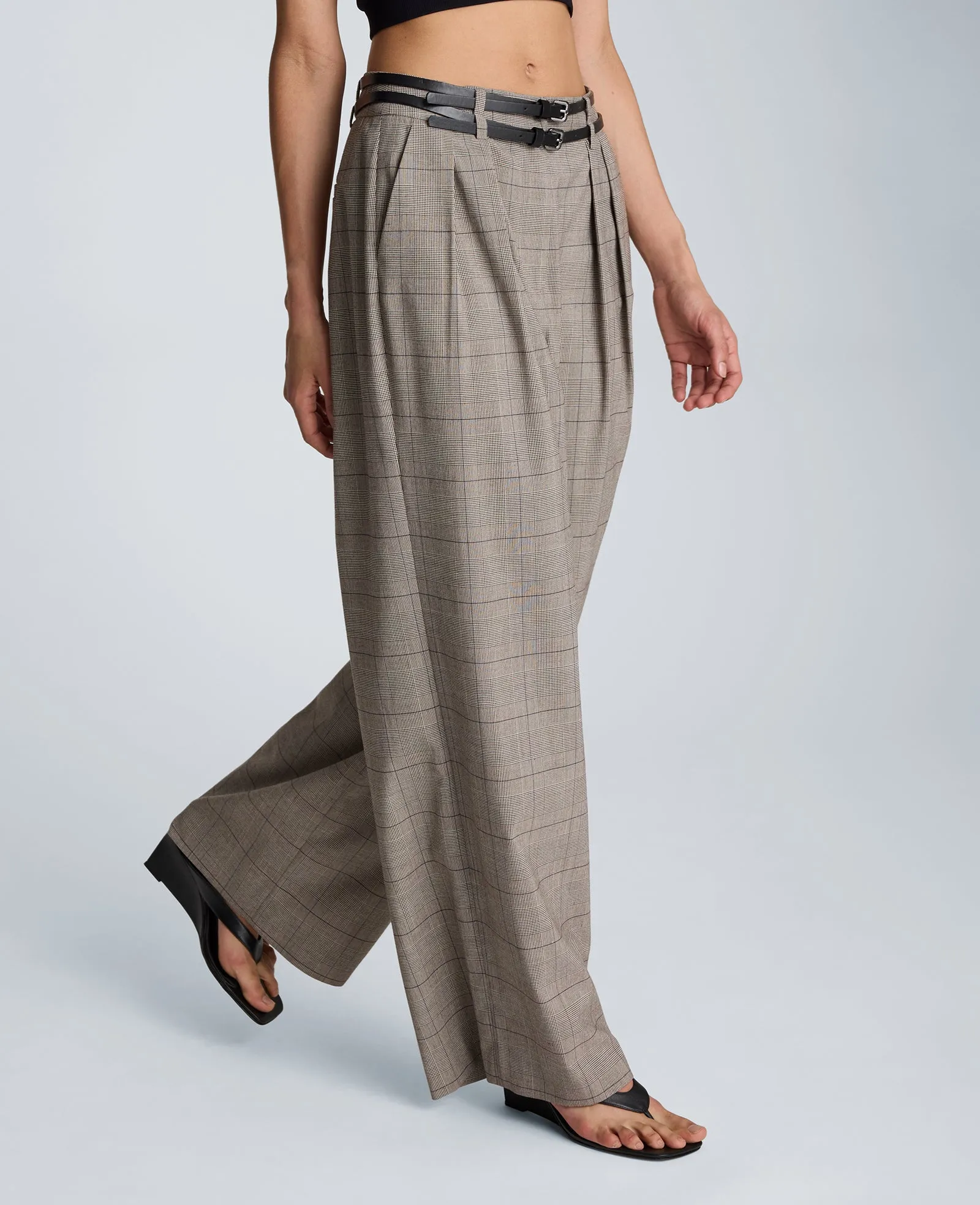 High Rise Fly Front Wide Leg Double Belted Pleat Pant sold by Kenneth Cole product image thumbnail 3