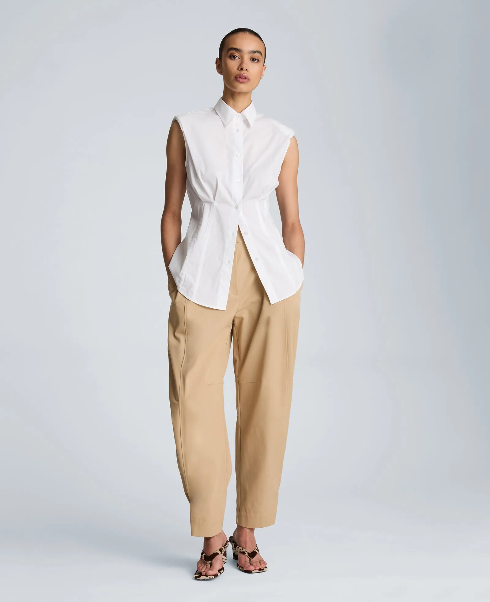Fitted Pleat Body Sleeveless Button Front Shirt sold by Kenneth Cole product image thumbnail 4