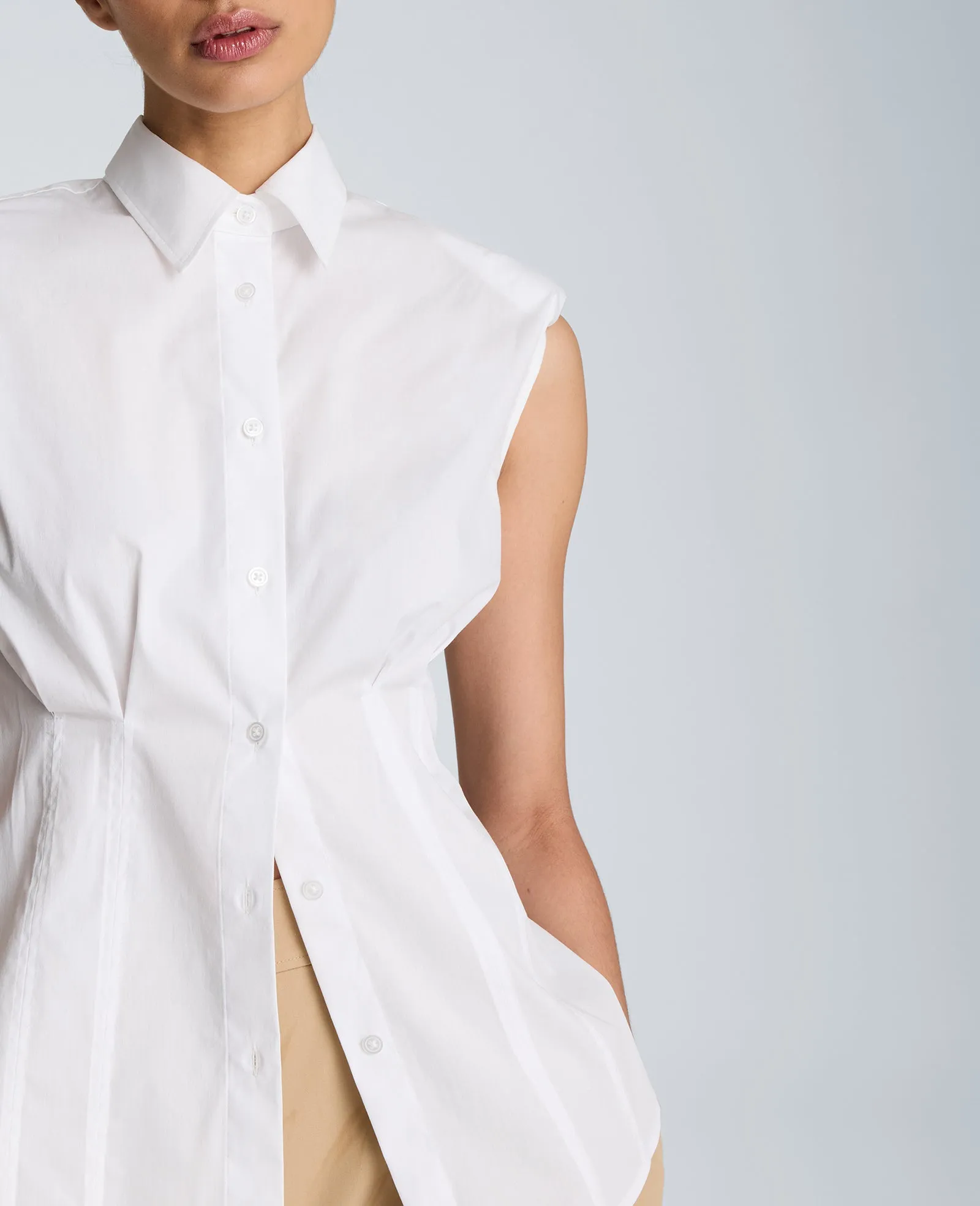 Fitted Pleat Body Sleeveless Button Front Shirt sold by Kenneth Cole product image thumbnail 5