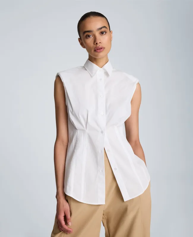 Fitted Pleat Body Sleeveless Button Front Shirt made by Kenneth Cole