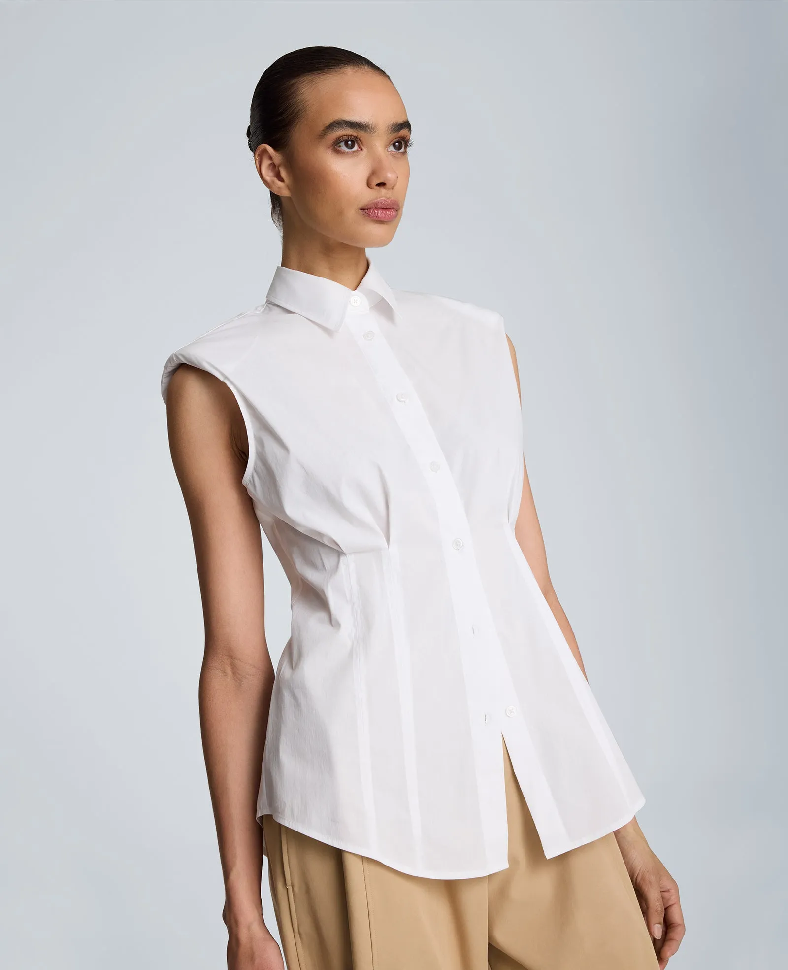 Fitted Pleat Body Sleeveless Button Front Shirt sold by Kenneth Cole product image thumbnail 3