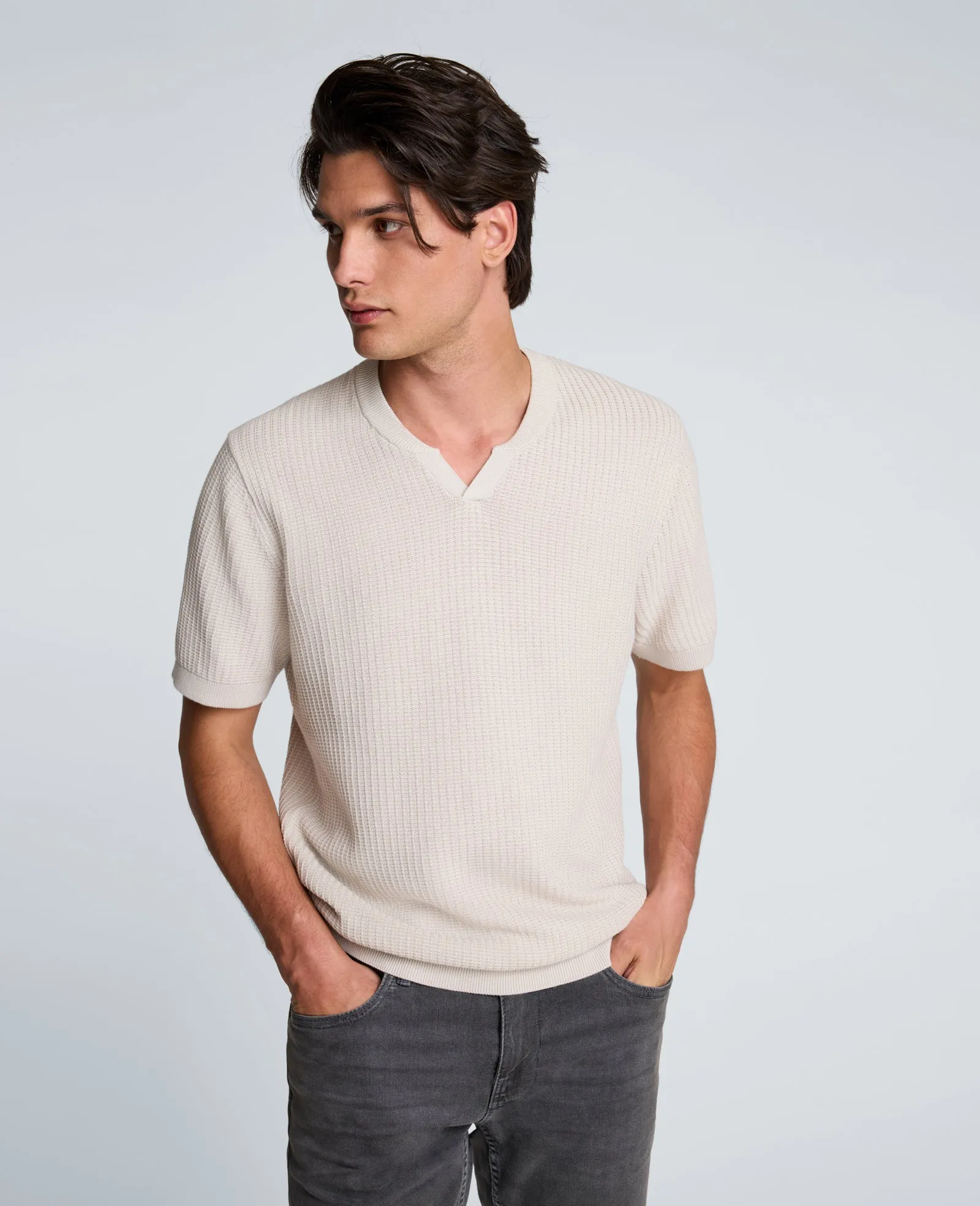 Johnny Collar Henley Sweater sold by Kenneth Cole