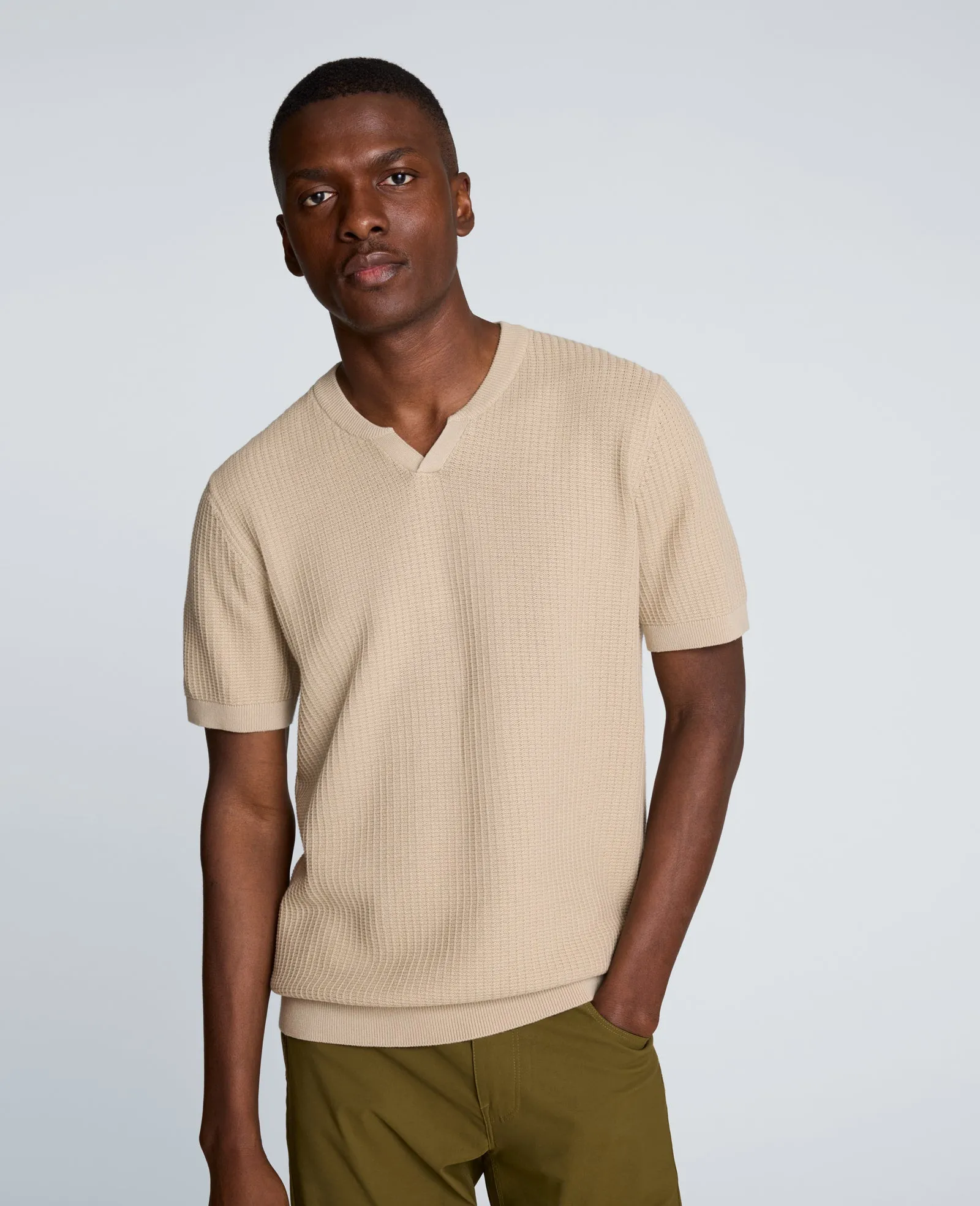 Johnny Collar Henley Sweater sold by Kenneth Cole
