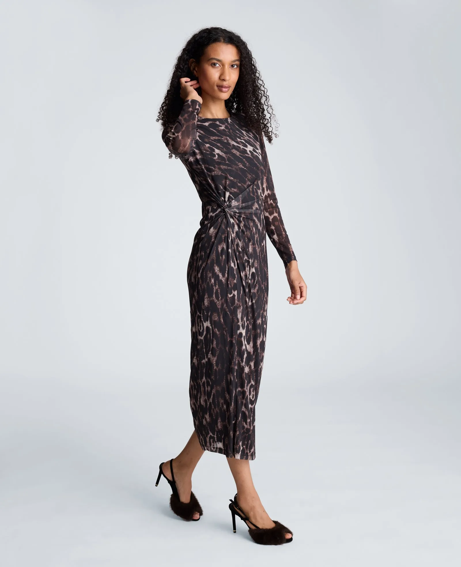 Knot Front Long Sleeve Mesh Midi Dress sold by Kenneth Cole product image thumbnail 5