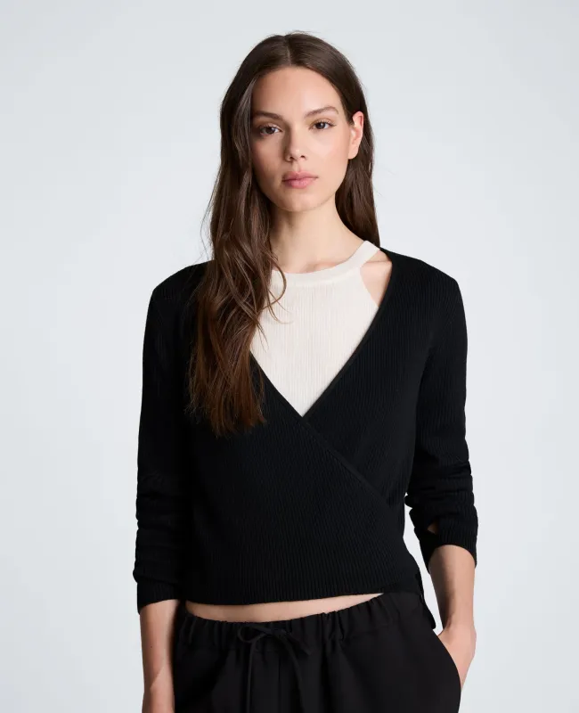 Rib Halter Wrap Sweater made by Kenneth Cole