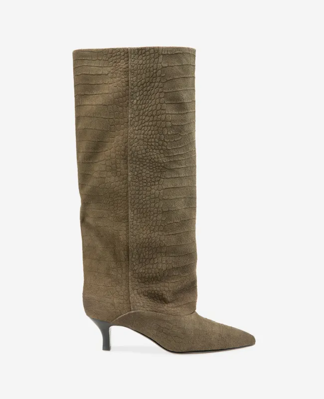 Brisbane Croco Suede Tall Shaft Boot made by Kenneth Cole