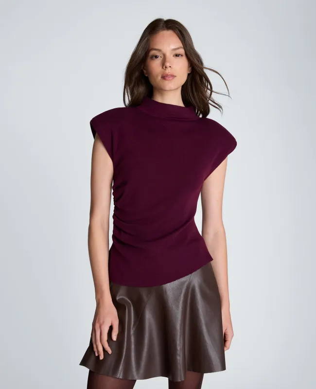 Extended Shoulder Asymmetrical Mock Neck Sweater made by Kenneth Cole