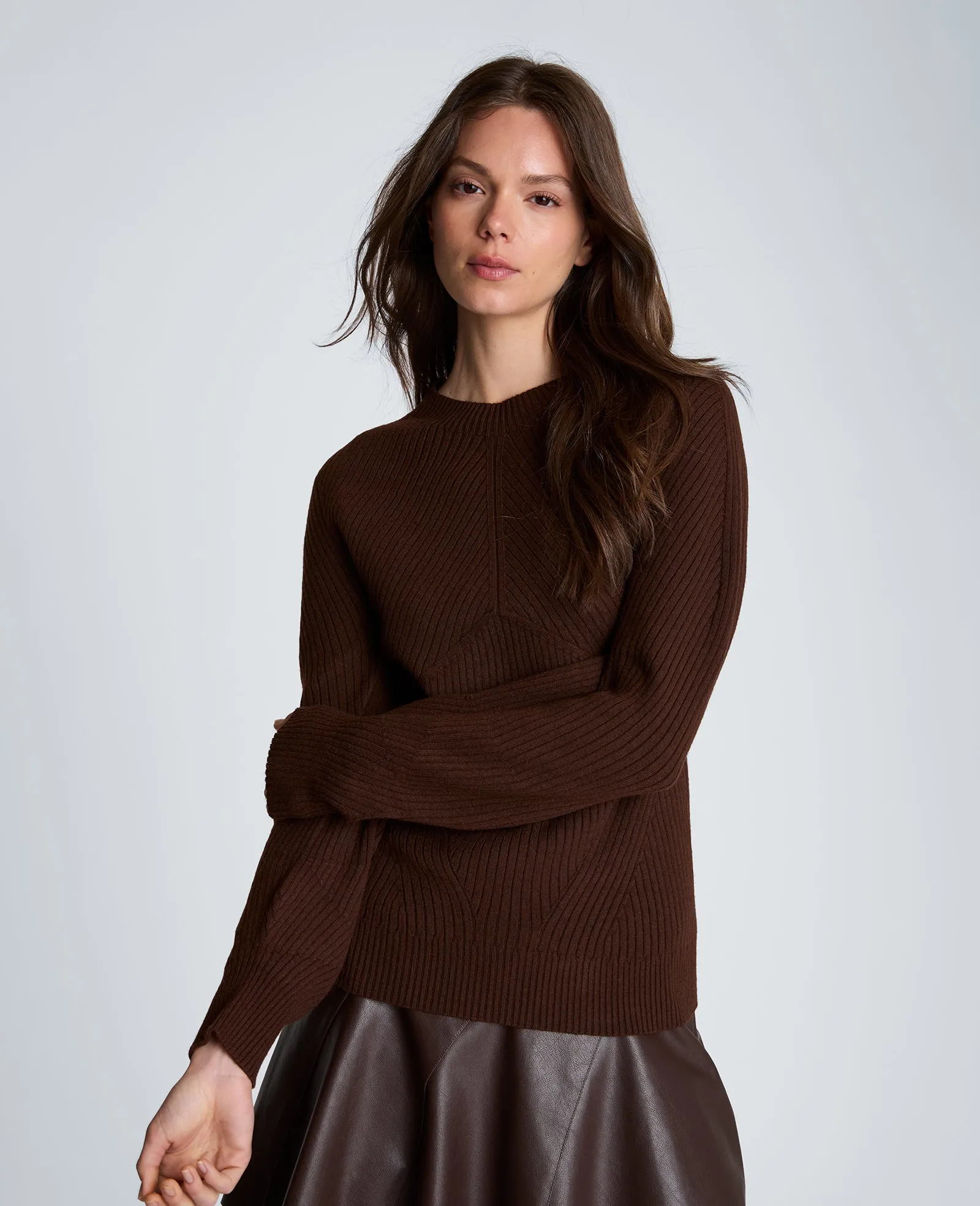 Mock Neck Seamless Traveling Ribbed Sweater sold by Kenneth Cole product image thumbnail 4