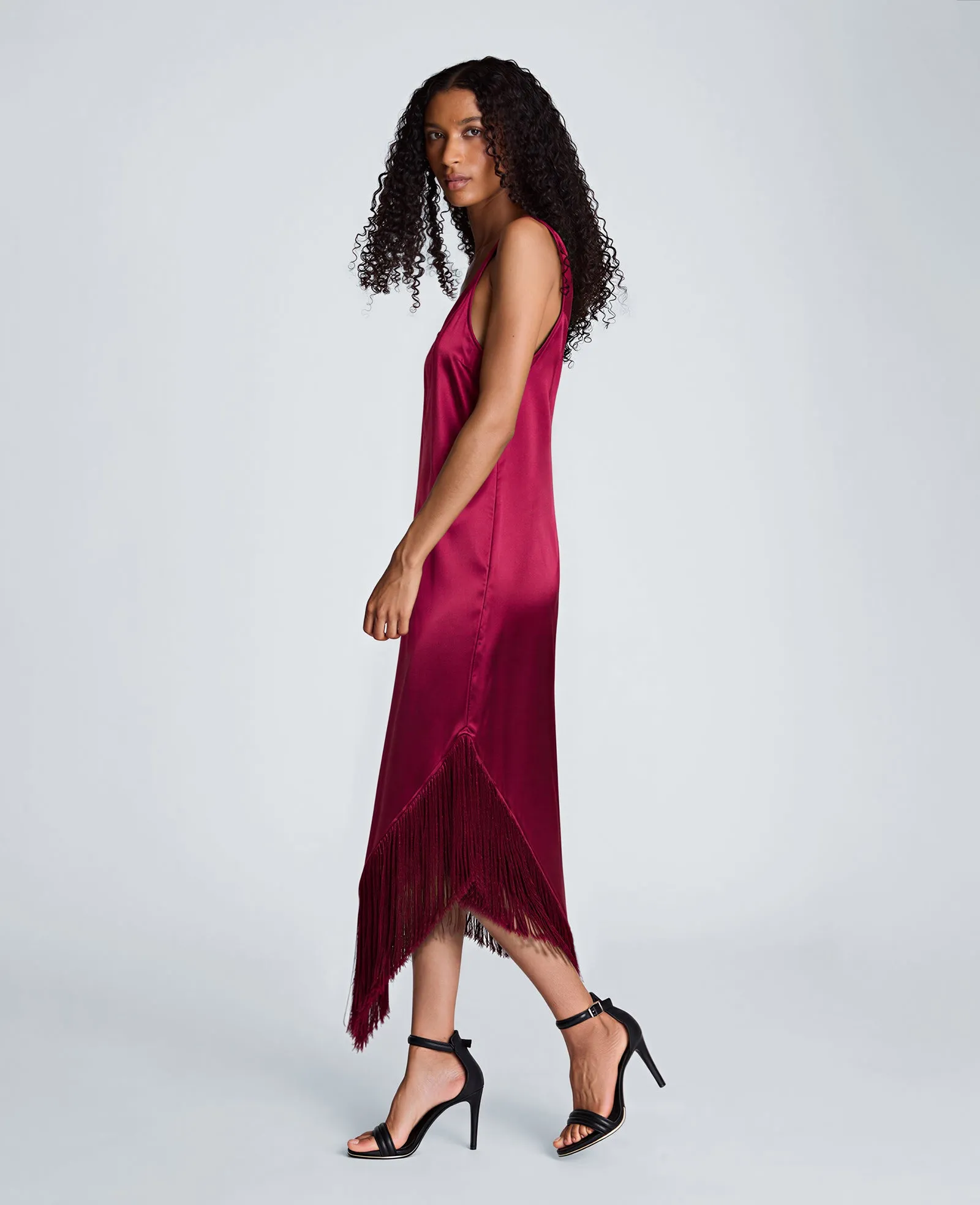 Fringed Hem Liquid Satin Midi Dress sold by Kenneth Cole product image thumbnail 3