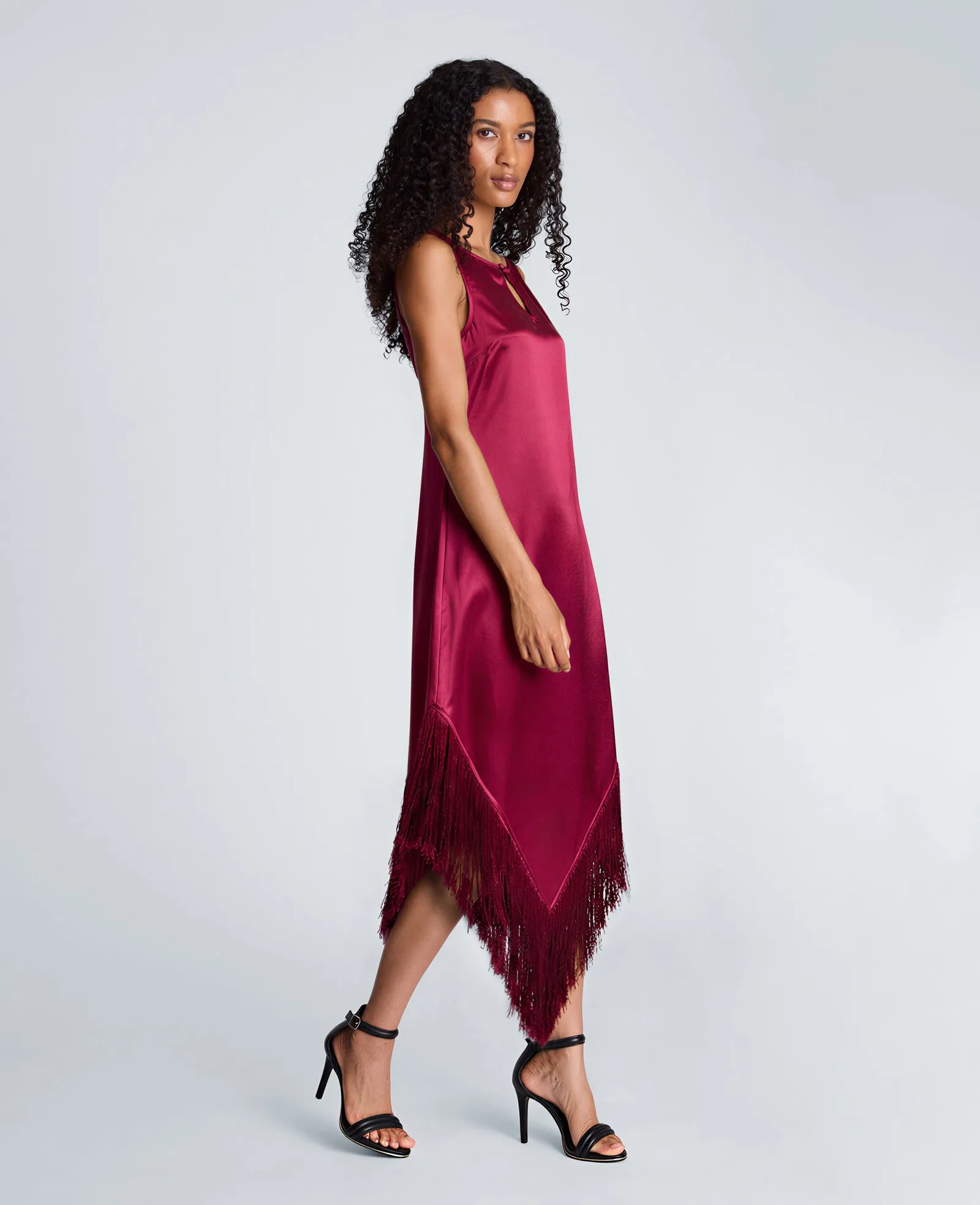 Fringed Hem Liquid Satin Midi Dress sold by Kenneth Cole product image thumbnail 4