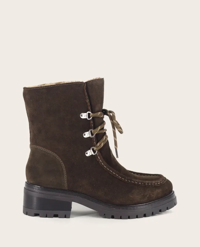 GENTLE SOULS - Bliss Suede Lace Up Lug Boot made by Kenneth Cole