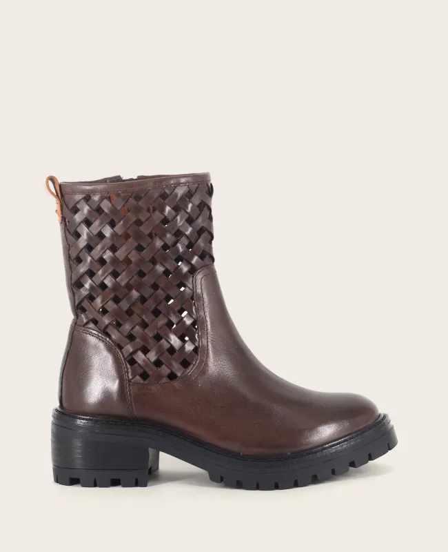 GENTLE SOULS - Bailah Woven Leather Lug Boot made by Kenneth Cole