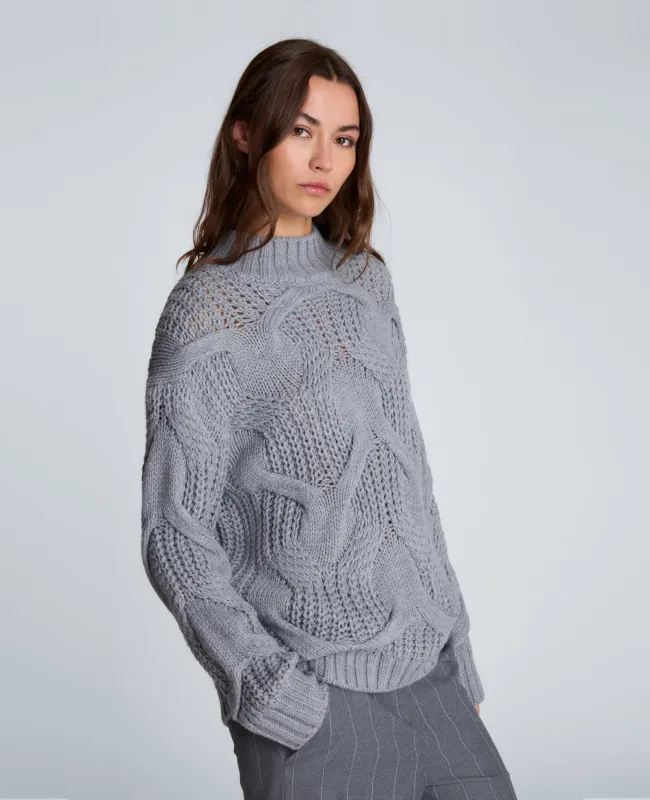 Oversized Cable Mock Neck Sweater made by Kenneth Cole