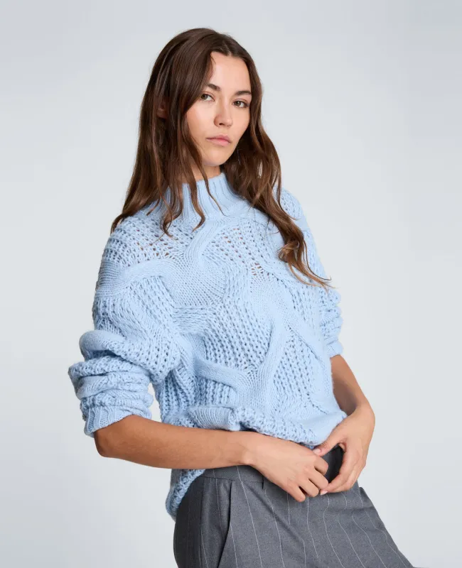 Oversized Cable Mock Neck Sweater made by Kenneth Cole