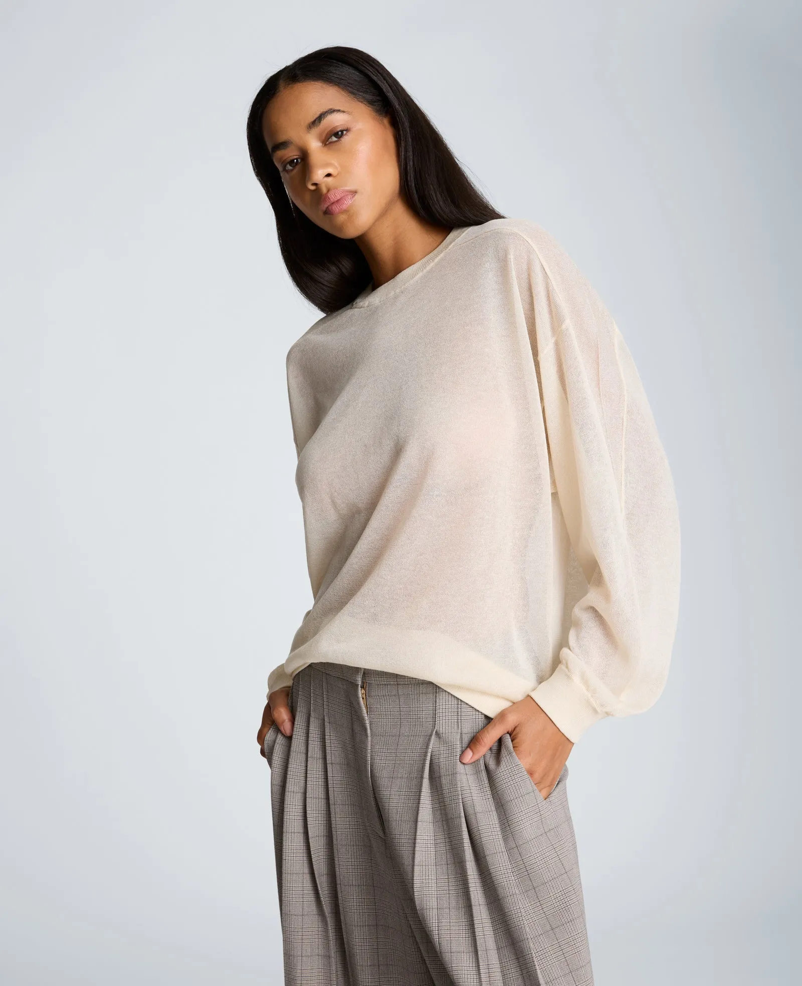 Sheer Crew Neck Sweatshirt sold by Kenneth Cole