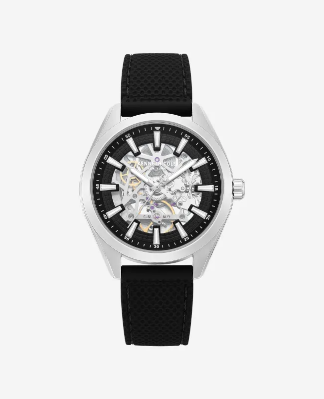 Skeleton Automatic Silicone Strap Watch made by Kenneth Cole