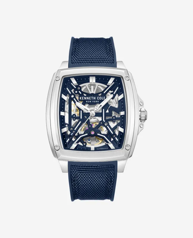 Skeleton Automatic Silicone Strap Watch made by Kenneth Cole