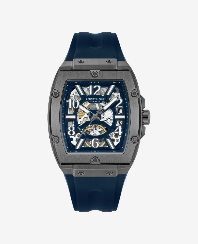 Skeleton Automatic Silicone Strap Watch made by Kenneth Cole