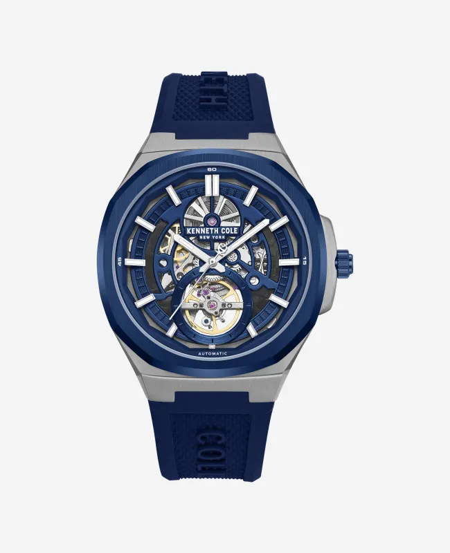 Skeleton Automatic Silicone Strap Watch made by Kenneth Cole