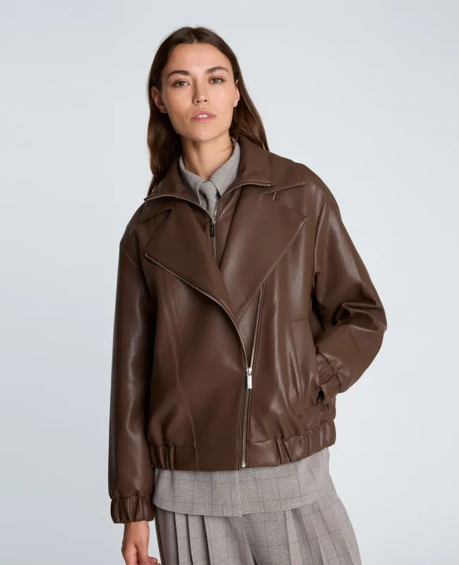 Asymmetrical Zip Faux Leather Jacket made by Kenneth Cole