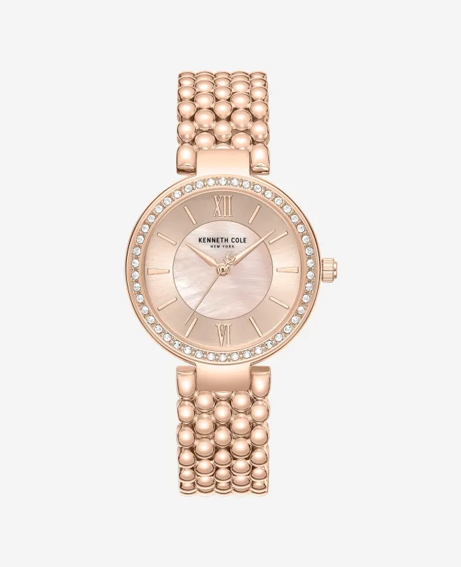 Classic Crystal Lined Outer Dial Rose Gold Bracelet Watch made by Kenneth Cole