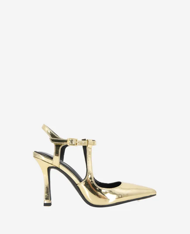 Romi Metallic Leather Ankle Slingback Heel sold by Kenneth Cole