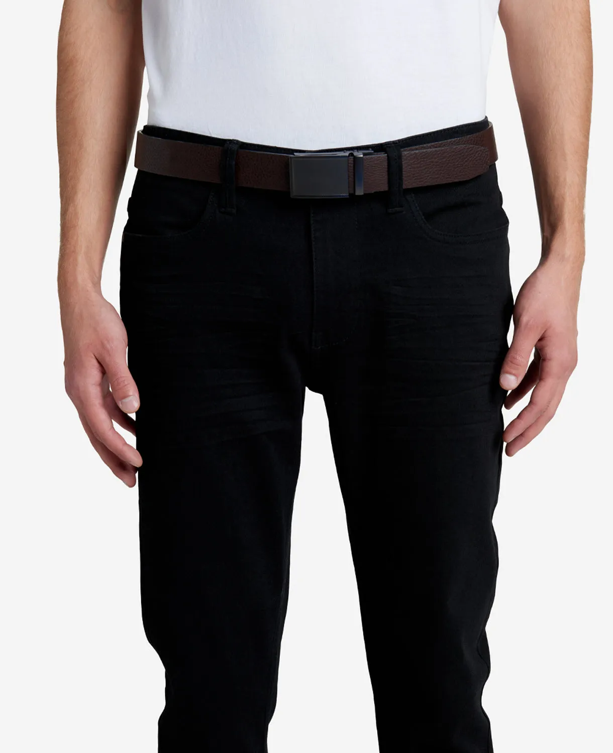 Men's TECHNI-COLE Plaque Buckle Track Lock Belt sold by Kenneth Cole