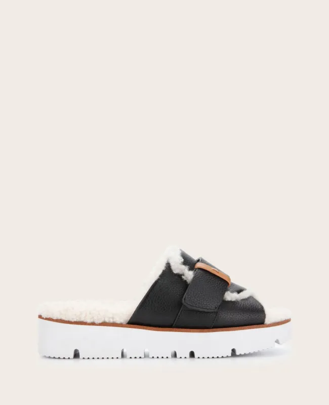 Lavern Leather Sherpa Platform Cozy Slide sold by Kenneth Cole