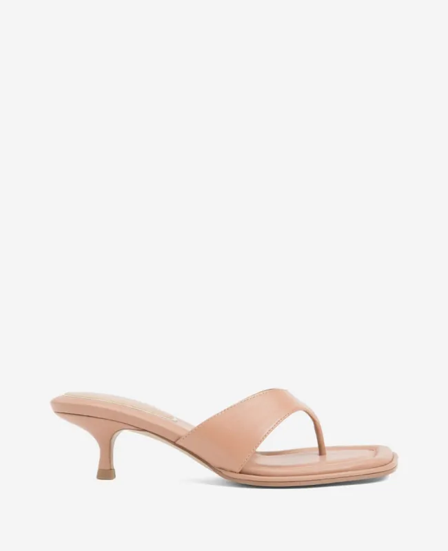 Geneva Leather Thong Kitten Heel Sandal made by Kenneth Cole
