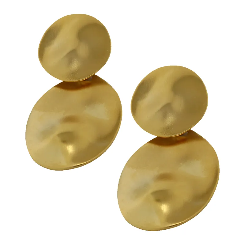 Satin Gold Dimpled Disc Pierced Earrings sold by Kenneth Jay Lane
