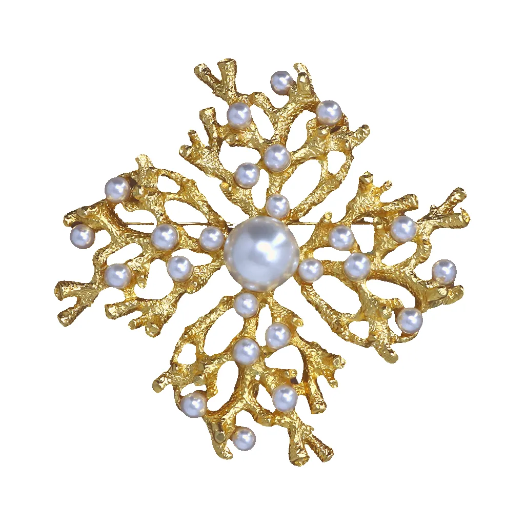 Satin Gold & Pearls Branch Pin sold by Kenneth Jay Lane