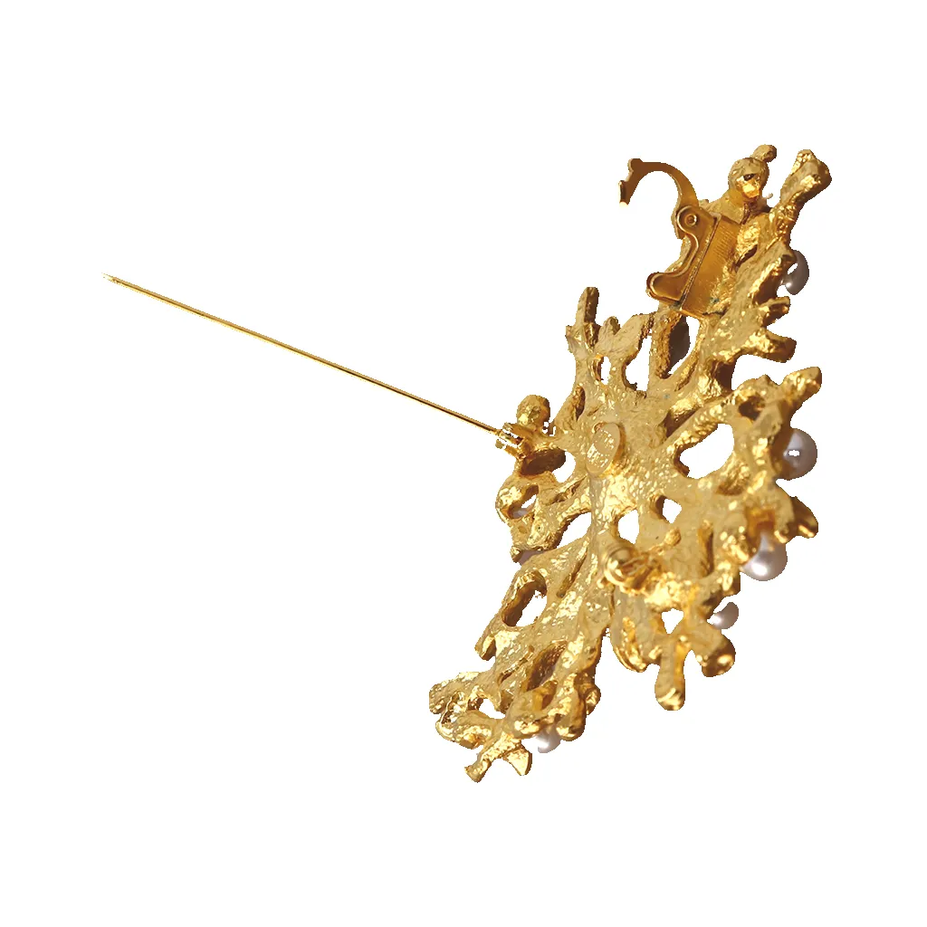 Satin Gold & Pearls Branch Pin sold by Kenneth Jay Lane product image thumbnail 2