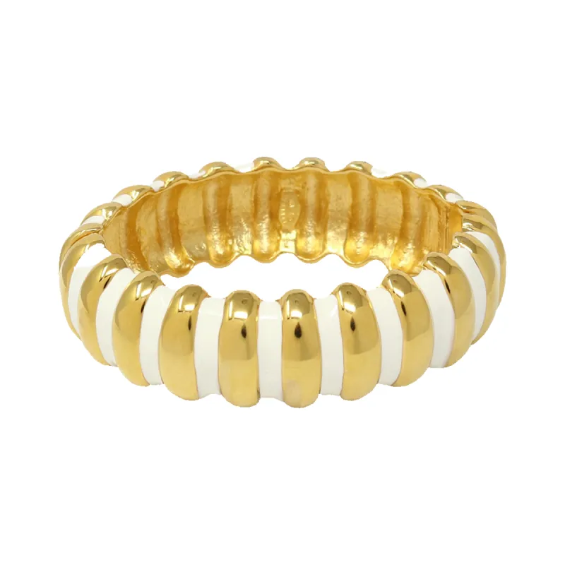 White Enamel Ribbed Bracelet sold by Kenneth Jay Lane