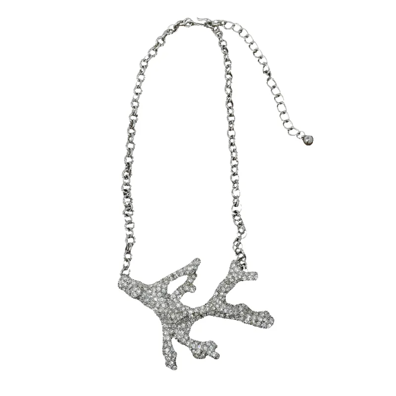 Rhodium Rhinestone Branch Necklace sold by Kenneth Jay Lane