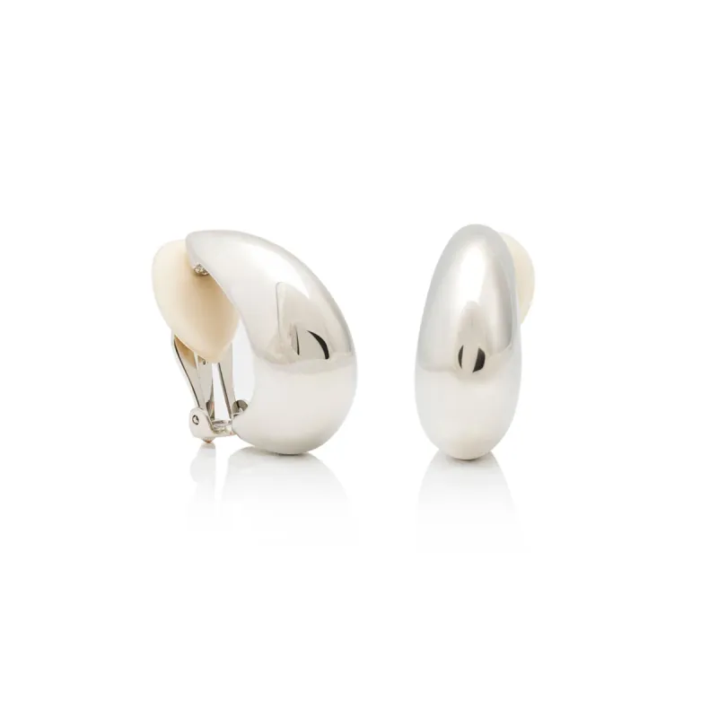 Polished Silver Tapered Half Hoop Clip Earring sold by Kenneth Jay Lane